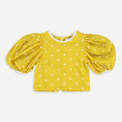 Yellow Embroidered Spotted Top - Image 1 - please select to enlarge image