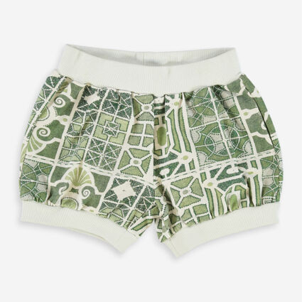 Green & Cream Garden Shorts - Image 1 - please select to enlarge image