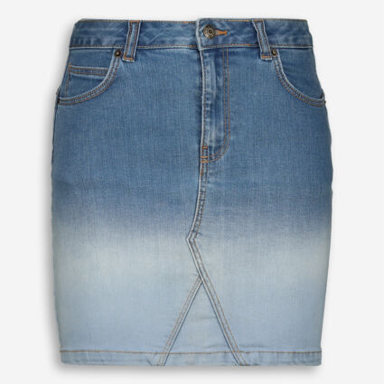 Blue Ombre Denim Mini Skirt  - Image 1 - please select to enlarge image