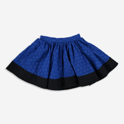 Blue & Black Eyelet Embroidered Skirt - Image 1 - please select to enlarge image