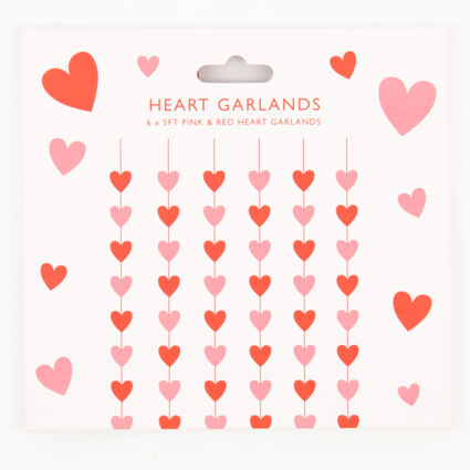 6 Pack Paper Heart Garlands Decoration  - Image 1 - please select to enlarge image