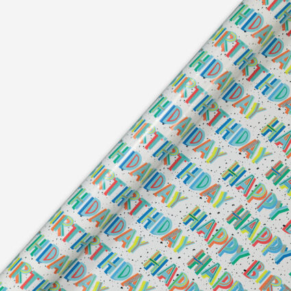 White Delilah Birthday Gift Wrap 76x370cm - Image 1 - please select to enlarge image