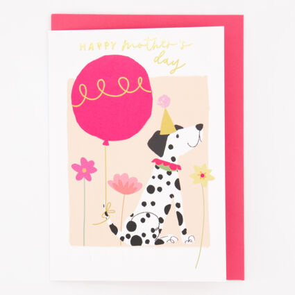 White Spotty Dog Mothers Day Card  - Image 1 - please select to enlarge image