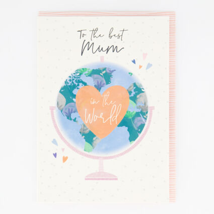 White Best Mum in the World Greetings Card - Image 1 - please select to enlarge image