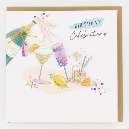 White Cocktail Glass Birthday Card - Image 1 - please select to enlarge image