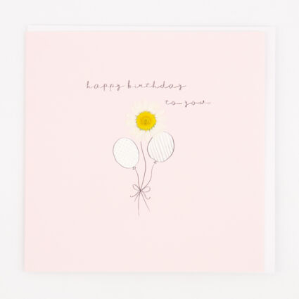 Pink Flowers & Balloons Birthday Card - Image 1 - please select to enlarge image