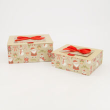 Two Pack Beige Christmas Gift Boxes