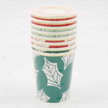 Eight Pack Leaf Pattern Paper Party Cups