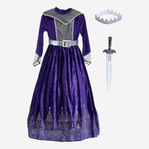 Purple Velvet Warrior Queen Fancy Dress Outfit - Image 1 - please select to enlarge image