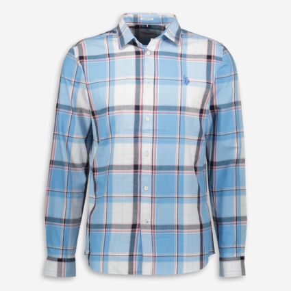 Blue Madras Check Casual Shirt - Image 1 - please select to enlarge image