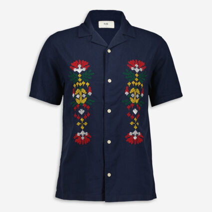 Navy Linen Blend Shirt - Image 1 - please select to enlarge image