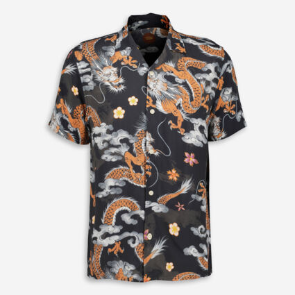 Black & Grey Dragon Pattern Casual Shirt - Image 1 - please select to enlarge image
