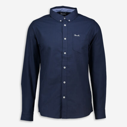 Navy Oxford Long Sleeve Casual Shirt - Image 1 - please select to enlarge image