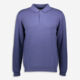 Blue Knitted Long Sleeve Polo Shirt - Image 1 - please select to enlarge image