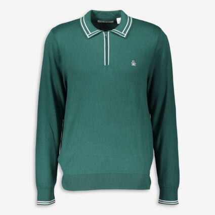 Green Zip Neck Jumper - Image 1 - please select to enlarge image