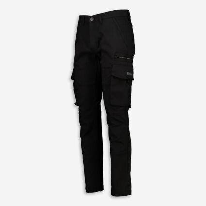 Black Cargo Style Trousers  - Image 1 - please select to enlarge image