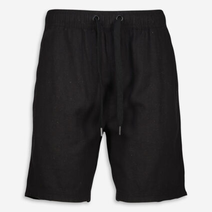Black Drawstring Linen Blend Shorts - Image 1 - please select to enlarge image