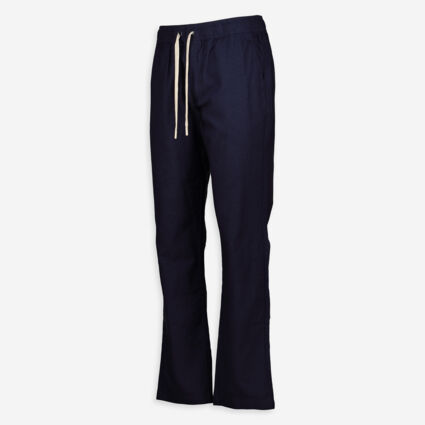 Navy Linen Infused Trousers  - Image 1 - please select to enlarge image