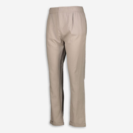 Stone Grey Linen Blend Trousers - Image 1 - please select to enlarge image