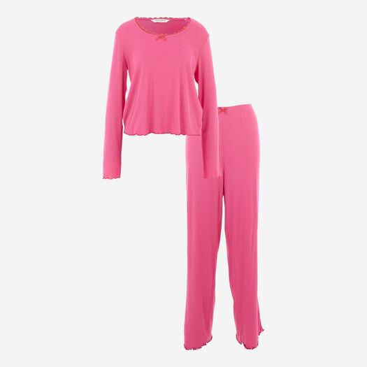Pink Rib Knit Pyjama Set - Image 1 - please select to enlarge image