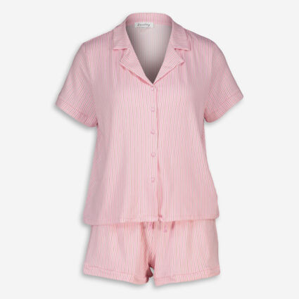 Pink Stripe Shorts Pyjamas  - Image 1 - please select to enlarge image