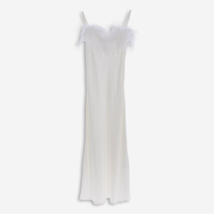 White Feather Slip Maxi Dress - Image 1 - please select to enlarge image