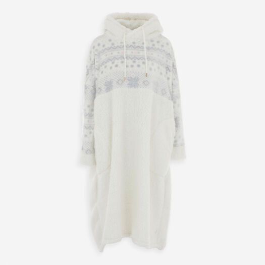 White Half Patterned Fleece Snuggle Top  - Image 1 - please select to enlarge image