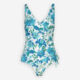 Blue & White Floral Swimsuit  - Image 1 - please select to enlarge image