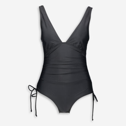 Black Ruched Body Swimsuit  - Image 1 - please select to enlarge image