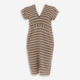 Chocolate & Gold Tone Stripe Midi Dress  - Image 1 - please select to enlarge image