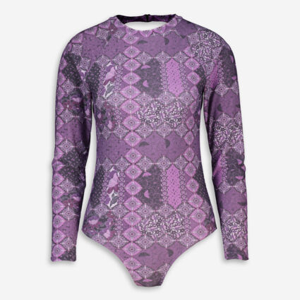 Purple Patterned Swimsuit  - Image 1 - please select to enlarge image