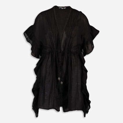 Black Dobby Kimono  - Image 1 - please select to enlarge image