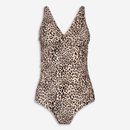 Beige Animal Pattern Swimsuit - Image 1 - please select to enlarge image