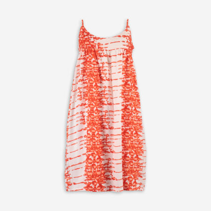 Orange & White Tie Dyed Beach Dress - Image 1 - please select to enlarge image