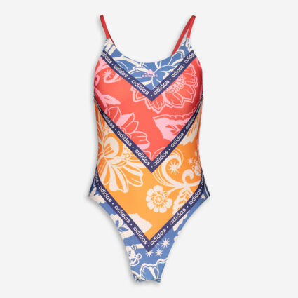 Red & Multi Floral Pattern Swimsuit - Image 1 - please select to enlarge image