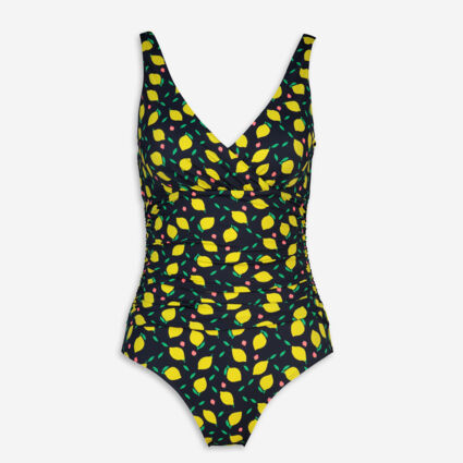 Navy Lemon Patterned Swimsuit - Image 1 - please select to enlarge image