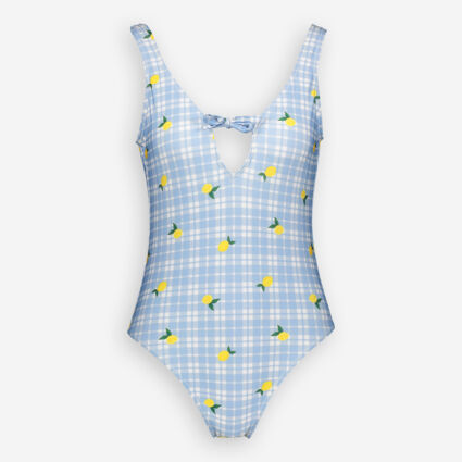 Chelsea Peers Blue Gingham With Lemon Detail NYC Eco Swimsui - Image 1 - please select to enlarge image