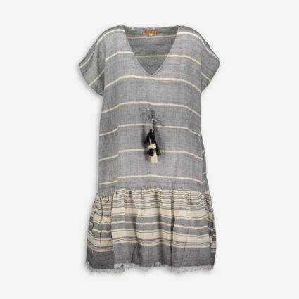 Blue & Beige Stripe Dress - Image 1 - please select to enlarge image