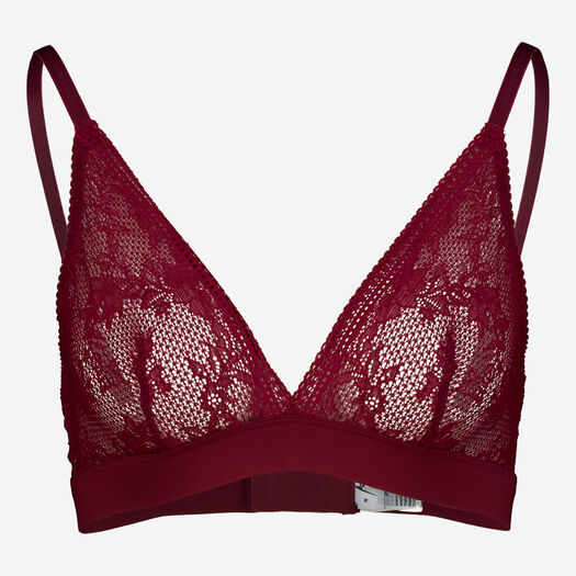 Dunkelroter Dreieck-BH aus Spitze - Bild 1 - bitte auswählen, um das Bild zu vergrößern