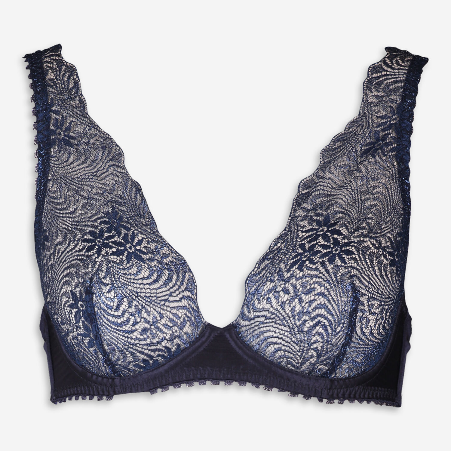 Navy Silk Infused Lace Bra
