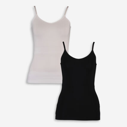 Two Pack Black & White Super Fine Vests - Image 1 - please select to enlarge image