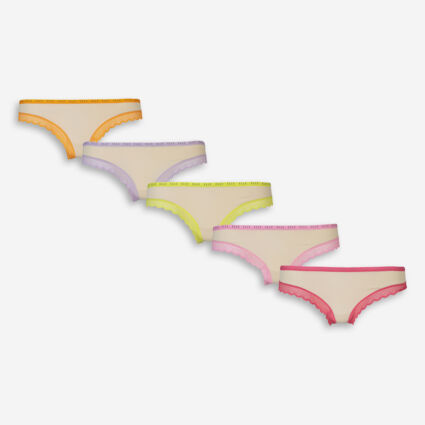 Five Pack Nude & Multicolour Lace Trim Briefs - Image 1 - please select to enlarge image