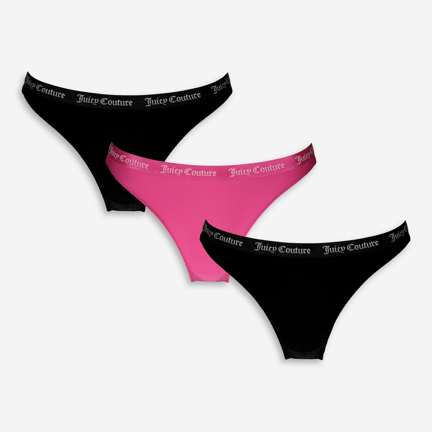 Three Pack Black & Pink Lace Briefs