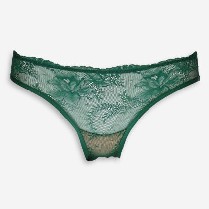 Green Lace Trimmed Briefs  - Image 1 - please select to enlarge image
