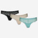 Three Pack Blue Cream & Black Floral Lace Thongs - Image 1 - please select to enlarge image