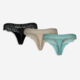Three Pack Blue Cream & Black Floral Lace Thongs - Image 2 - please select to enlarge image
