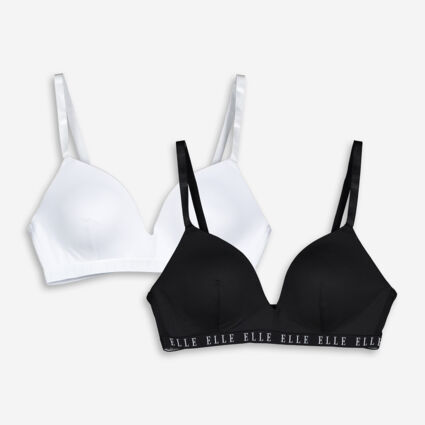 Two Pack Black & White Non Wired Bras - Image 1 - please select to enlarge image
