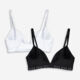 Two Pack Black & White Non Wired Bras - Image 2 - please select to enlarge image