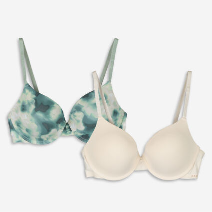 Two Pack Cream & Blue Push Up Bras - Image 1 - please select to enlarge image