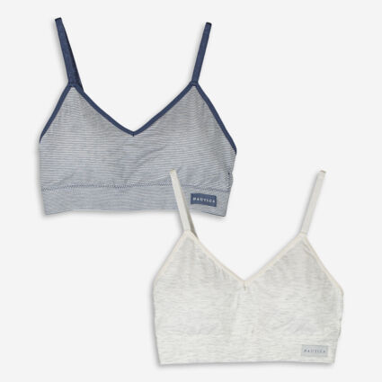 Blue & Grey Two Pack Bralette Set - Image 1 - please select to enlarge image